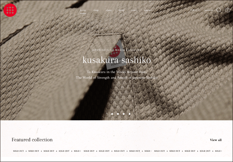 柔道刺子生地のアパレル越境EC販売 九櫻刺子｜Shopify 越境ECサイト